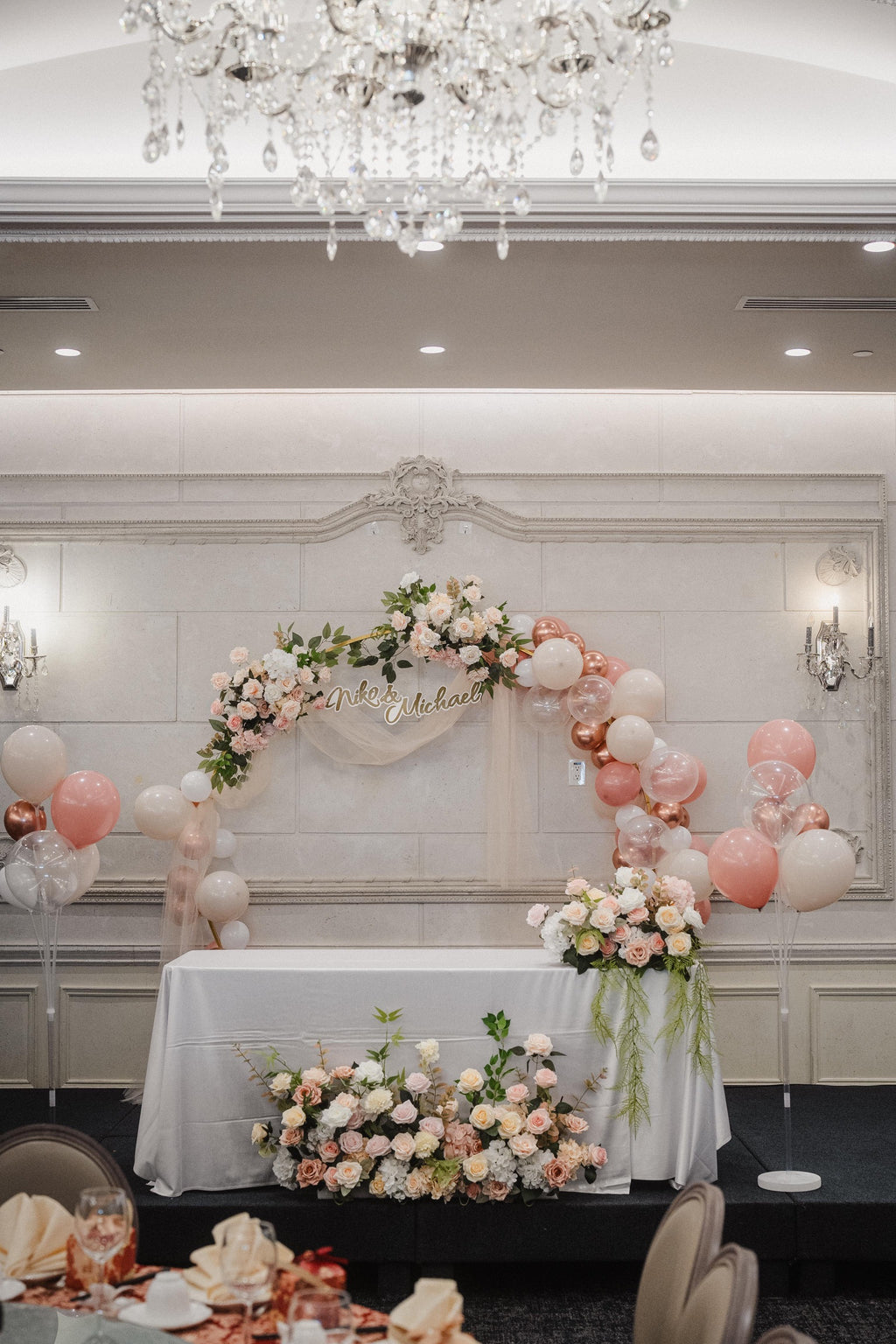 Round Arch with Florals and Balloons