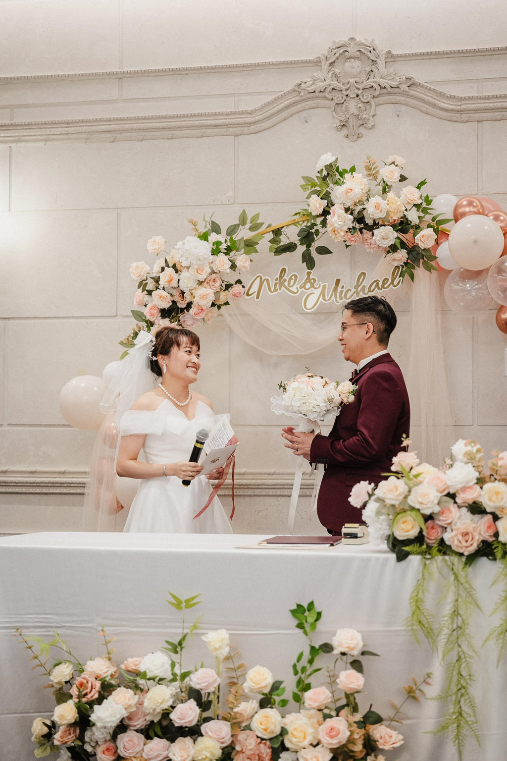 Round Arch with Florals and Balloons