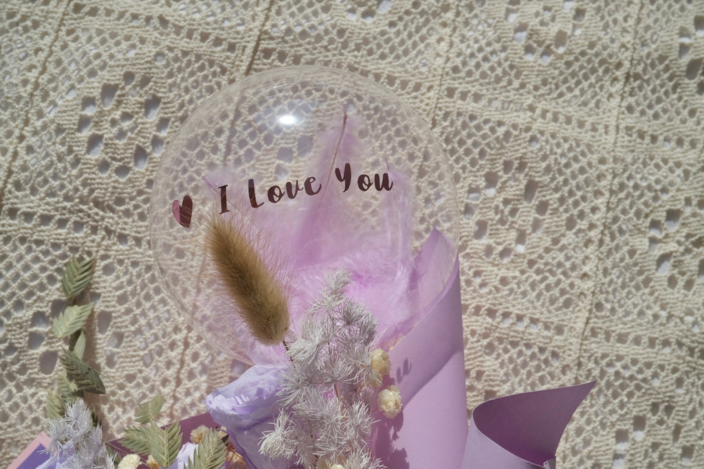 Lavender Preserved Roses with Balloon