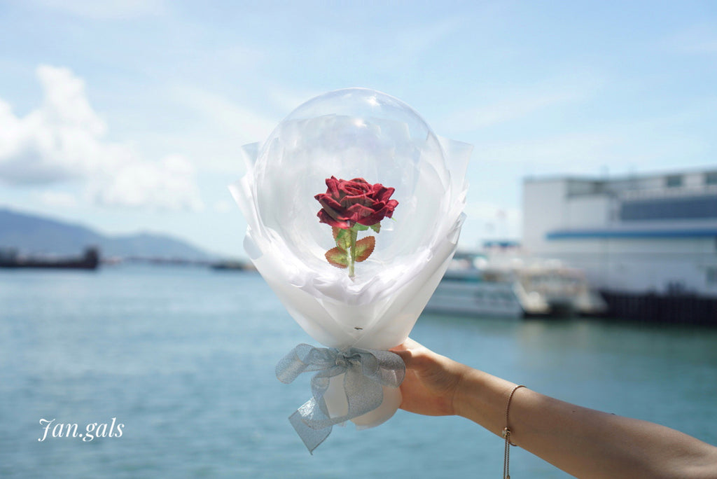 Single Red Rose Bubble