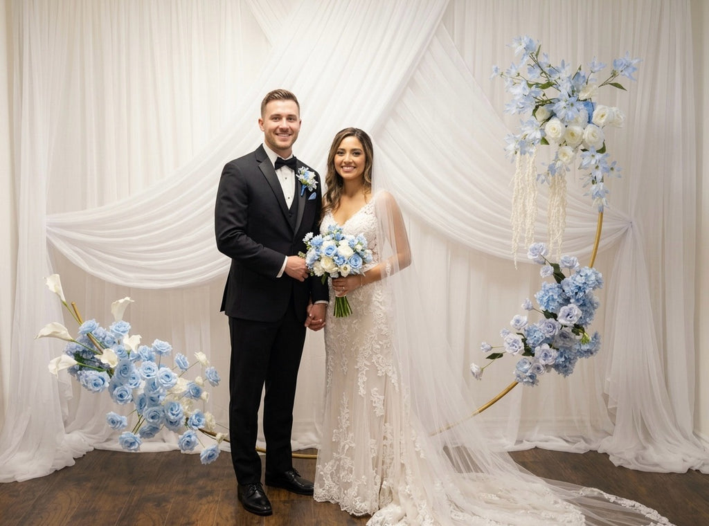 Sky Blue Light Wedding Backdrop